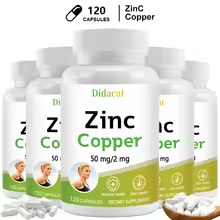 Zinc & Copper Dietary Supplement – Mineral & Antioxidant Support, Immunity, Mood & Skin Health, 120 Capsules