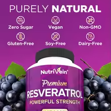 Nutrivein Premium Resveratrol 1450 mg – 120 Capsules, Antioxidant & Immune Support