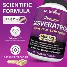 Nutrivein Premium Resveratrol 1450 mg – 120 Capsules, Antioxidant & Immune Support