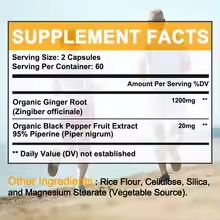 Ginger Root Extract – Supports Bone & Muscle Health, Immune Support, Antioxidant, 30/60/120 Capsules