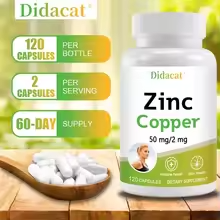 Zinc & Copper Dietary Supplement – Mineral & Antioxidant Support, Immunity, Mood & Skin Health, 120 Capsules