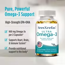 Omega-3 Fish Oil Dietary Supplement – DHA & EPA, Joint, Brain, Eye & Skin Health, Immune Support, 120 Capsules